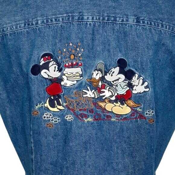 Vintage 90s Disney Mickey Minnie Embroidered Button Down Shirt Short Sleeve Sz S - Picture 6 of 12